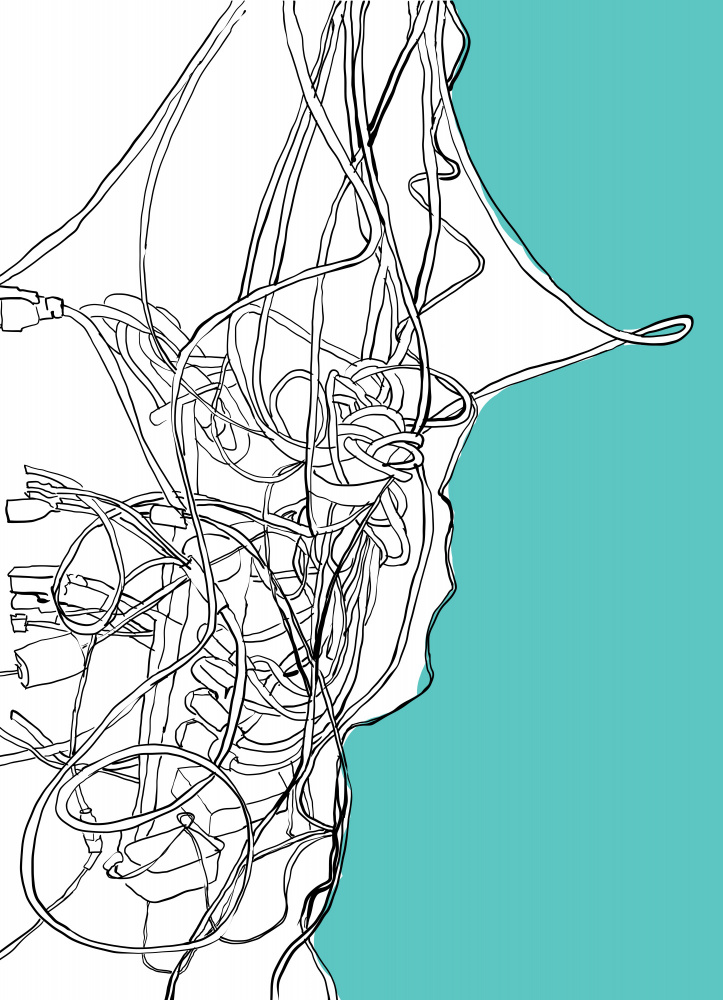 Tangled Digital Wires by XHOZUCAN — canvas wall art