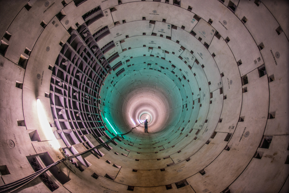 Man in Glowing Tunnel by Kobayashi Tetsurou — canvas wall art