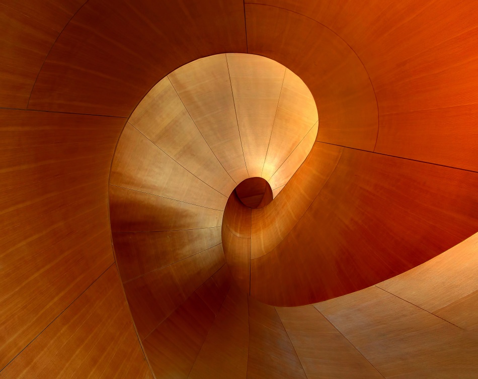 Warm Wooden Spiral by Dr. Roland Shainidze — canvas wall art
