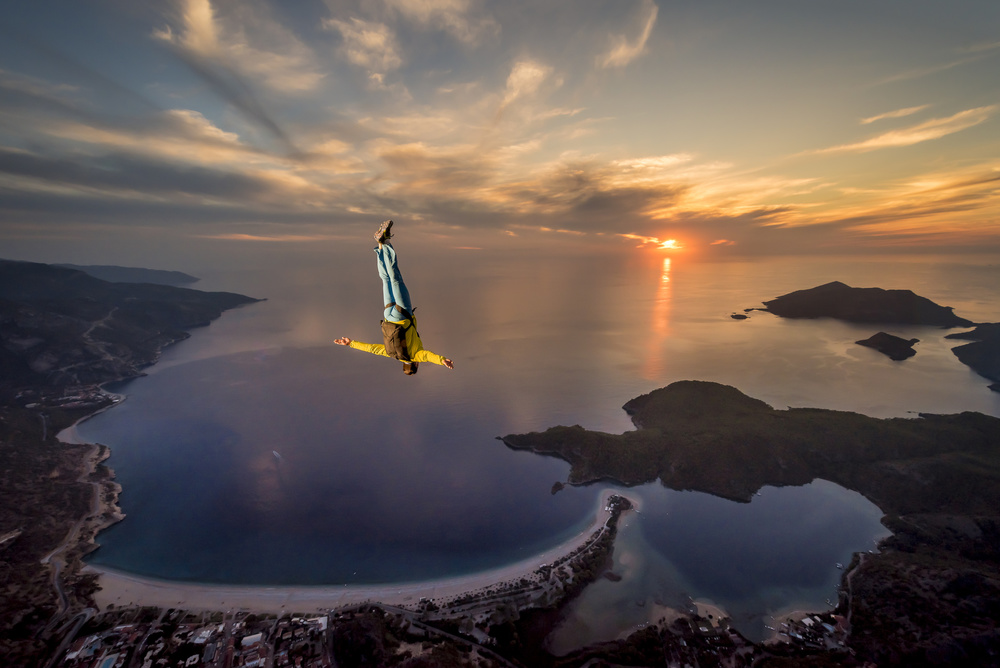 Epic Sunset Skydive by Tristan Shu — canvas wall art