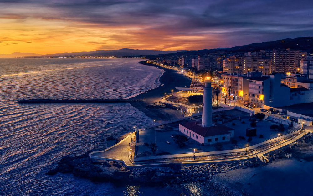 Lighthouse Coastal Sunset by Javier del Puerto Photography — canvas wall art