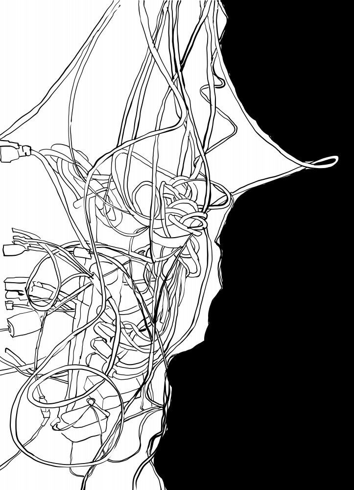 Tangled Electronic Chaos by XHOZUCAN — canvas wall art