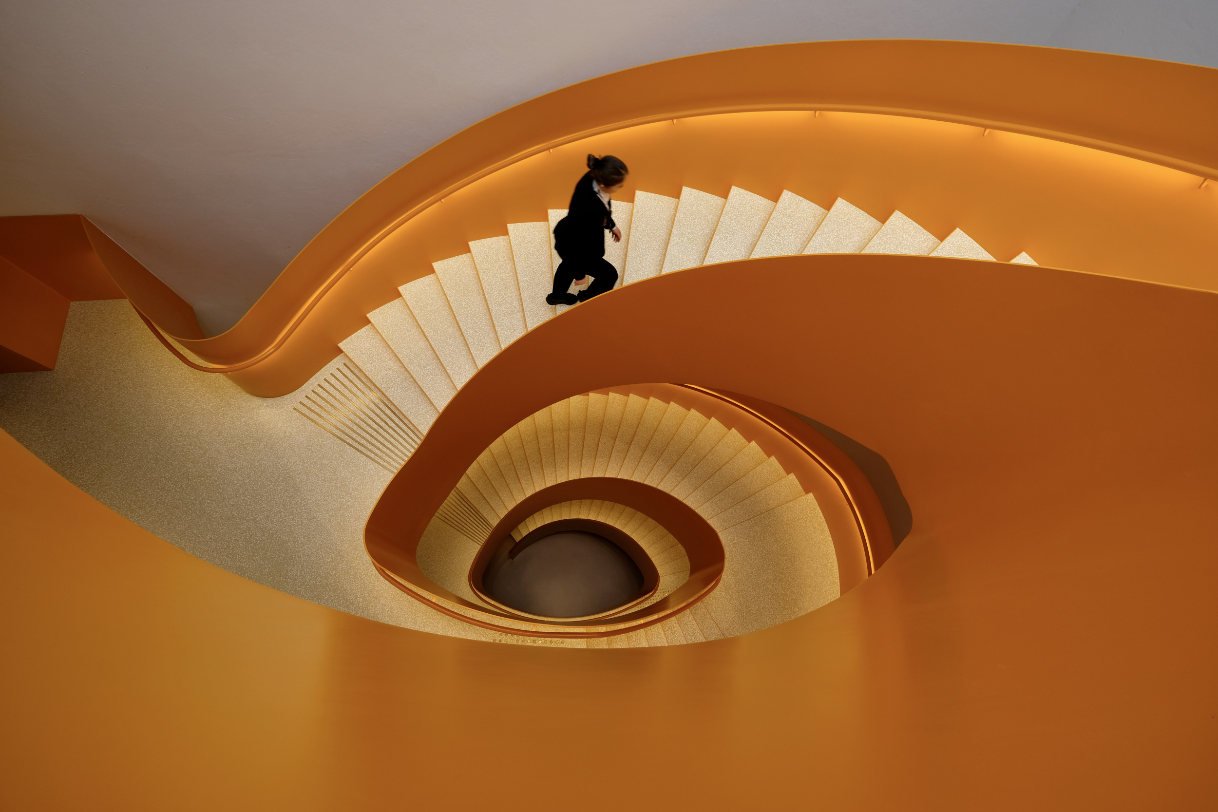 In an orange circle