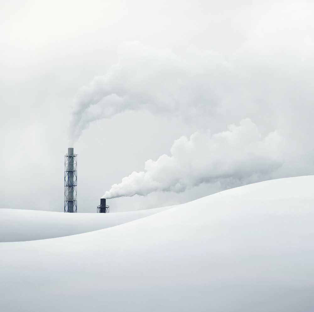 Snowy Industrial Stacks by Mindaugas Žarys — canvas wall art