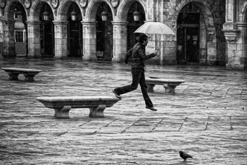 Running In The Rain by Jose C. Lobato — canvas wall art