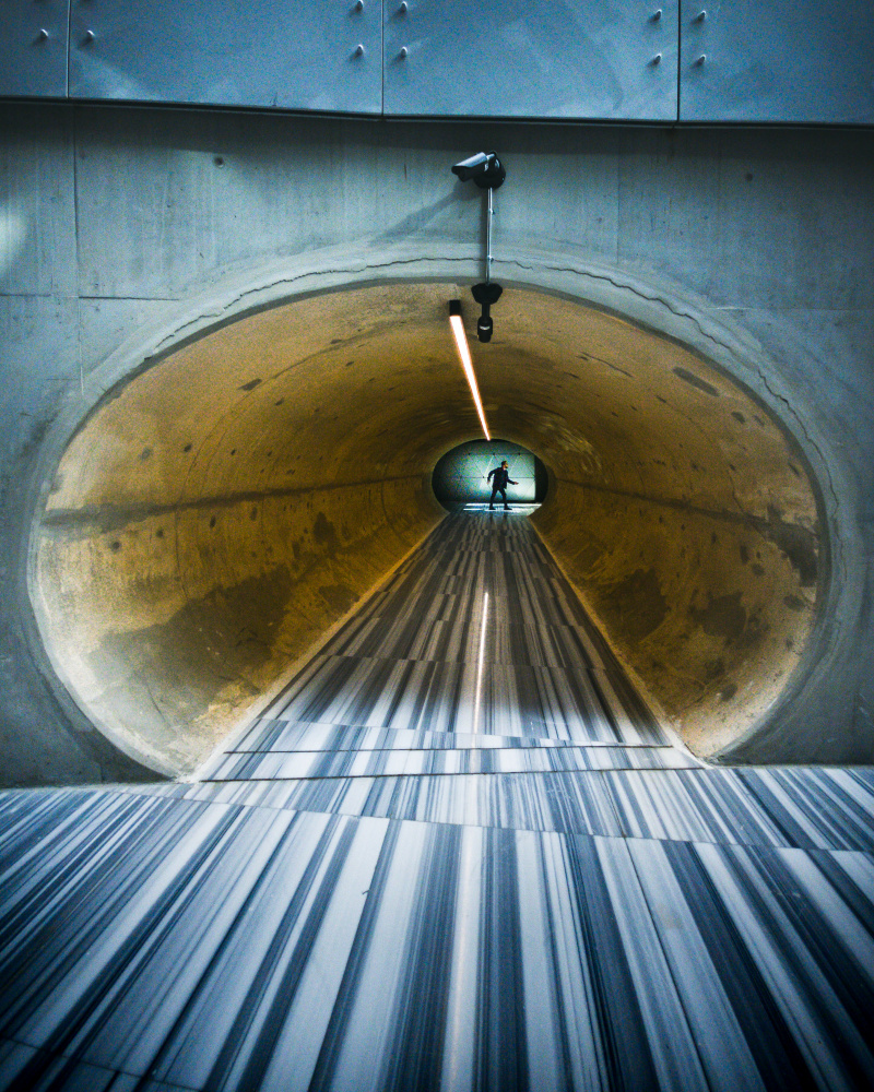 Lone Figure Deep Tunnel by Doruk Uysal — canvas wall art