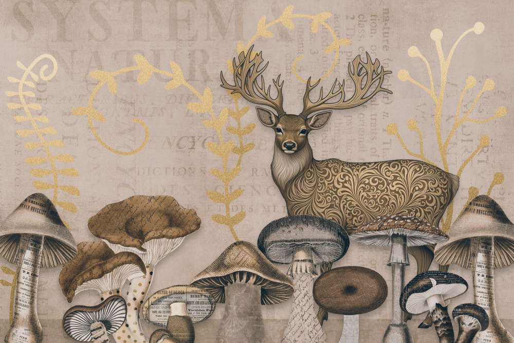 Vintage Woodland Stag by Andrea Haase — canvas wall art