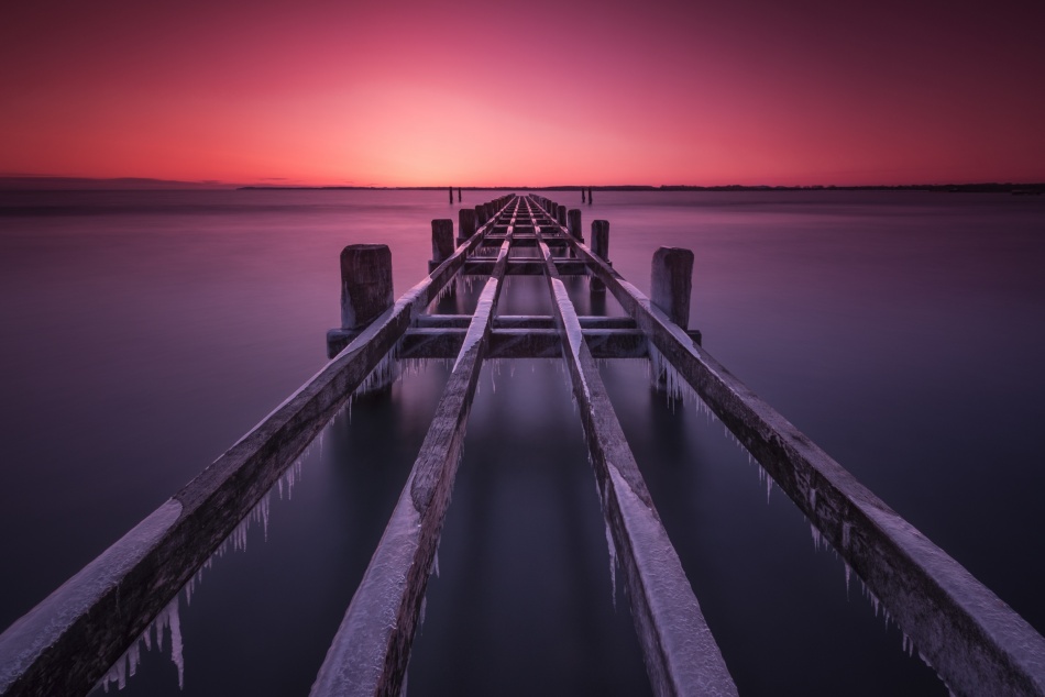 Frozen Pier Twilight by Raymond Hoffmann — canvas wall art