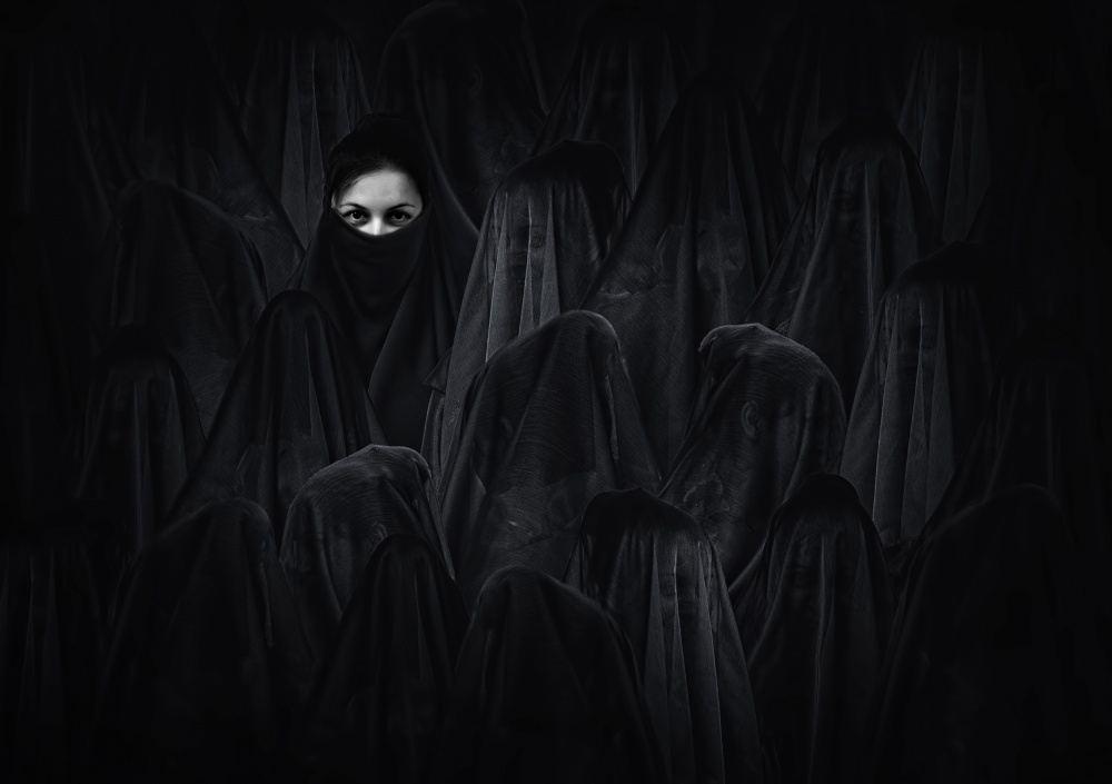 Enigmatic Veiled Gaze by Seyhan Terzioglu — canvas wall art