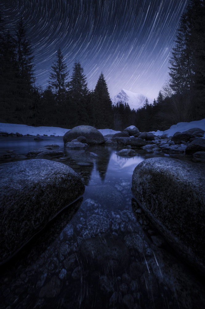 Starry Mountain River by Marian Kuric QEP — canvas wall art