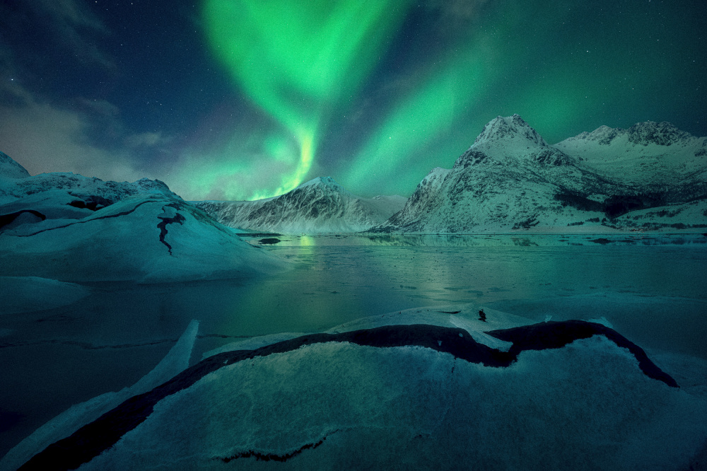 Northern Lights Winter Night by Martin Morávek — canvas wall art
