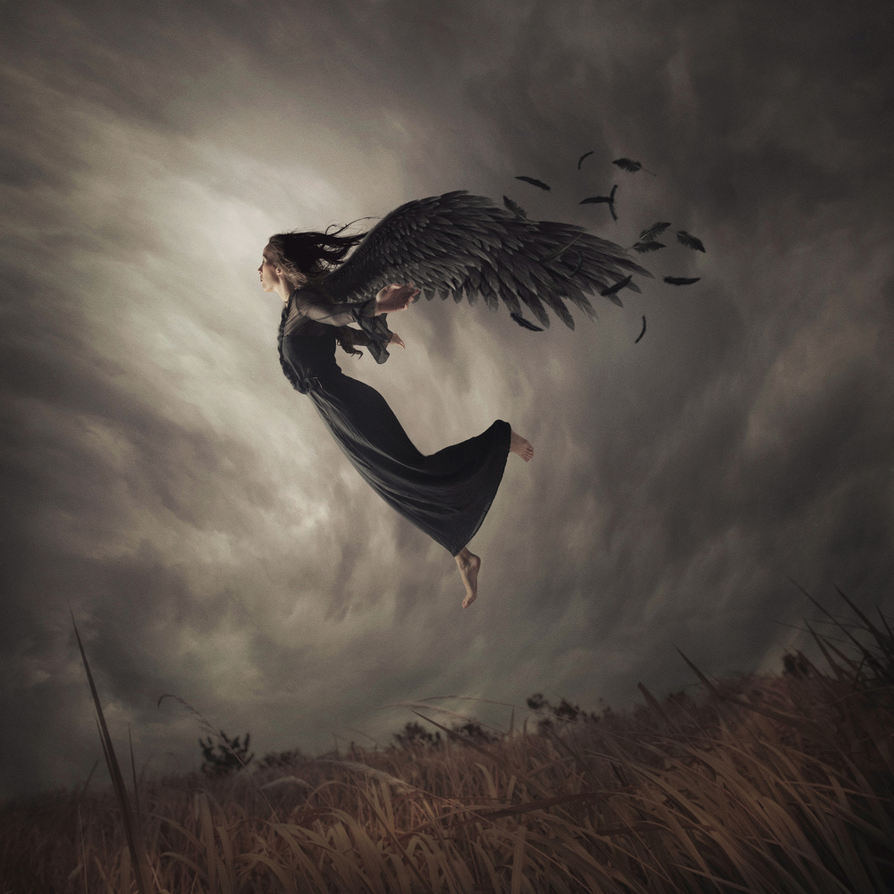 Dark Angel Floating by hardibudi — canvas wall art