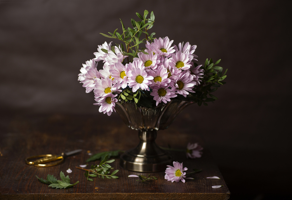 Pink Flowers Still Life by Alina Lankina — canvas wall art