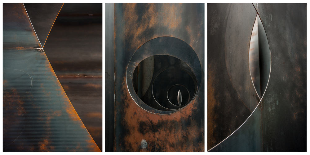 Rusted Metal Geometry by Hilde Ghesquiere — canvas wall art