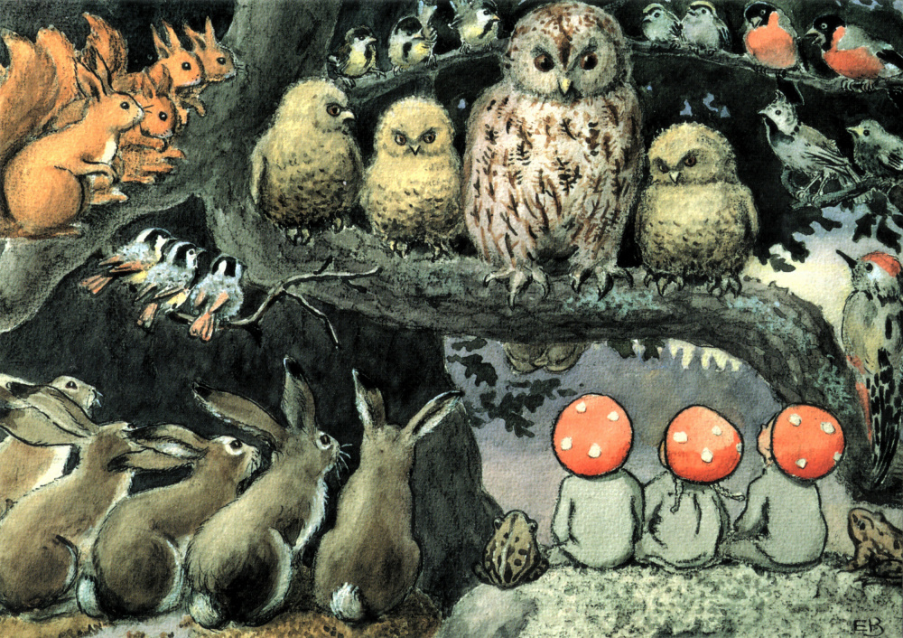 Tomtebobarnen - Skogsdjuren by Elsa Beskow — canvas wall art