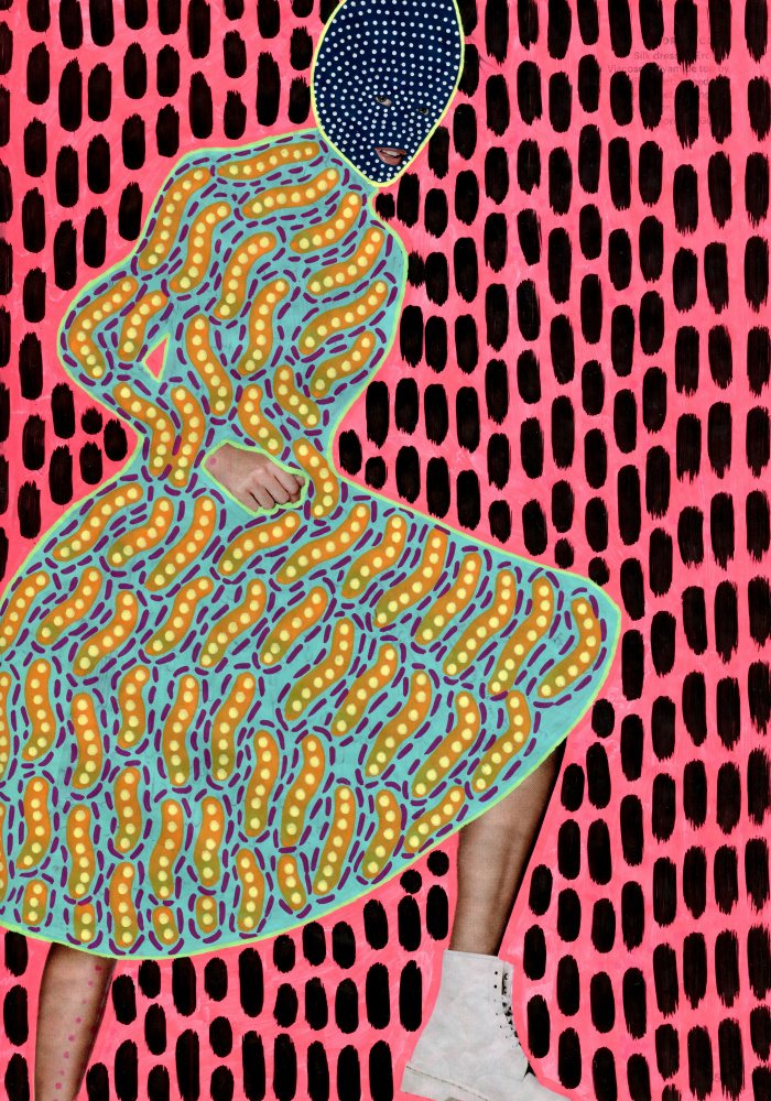 Vibrant Masked Woman by Naomi Vona — canvas wall art