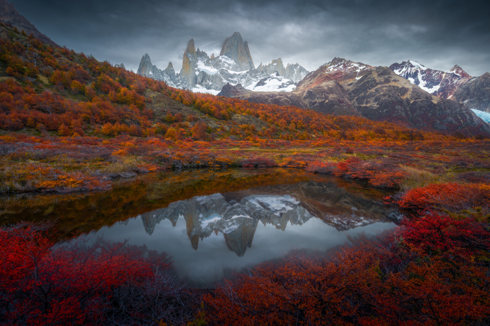 Autumn Mountain Reflection by SANDEEP MATHUR — canvas wall art