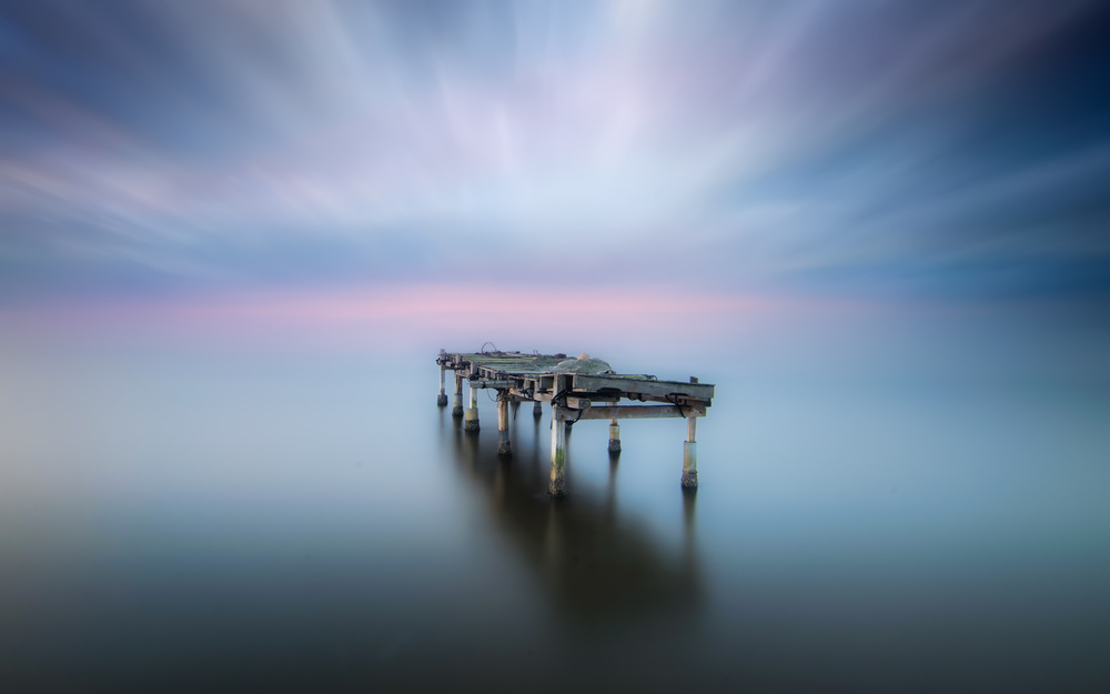 Dreamy Pier Seascape by Joaquin Guerola — canvas wall art