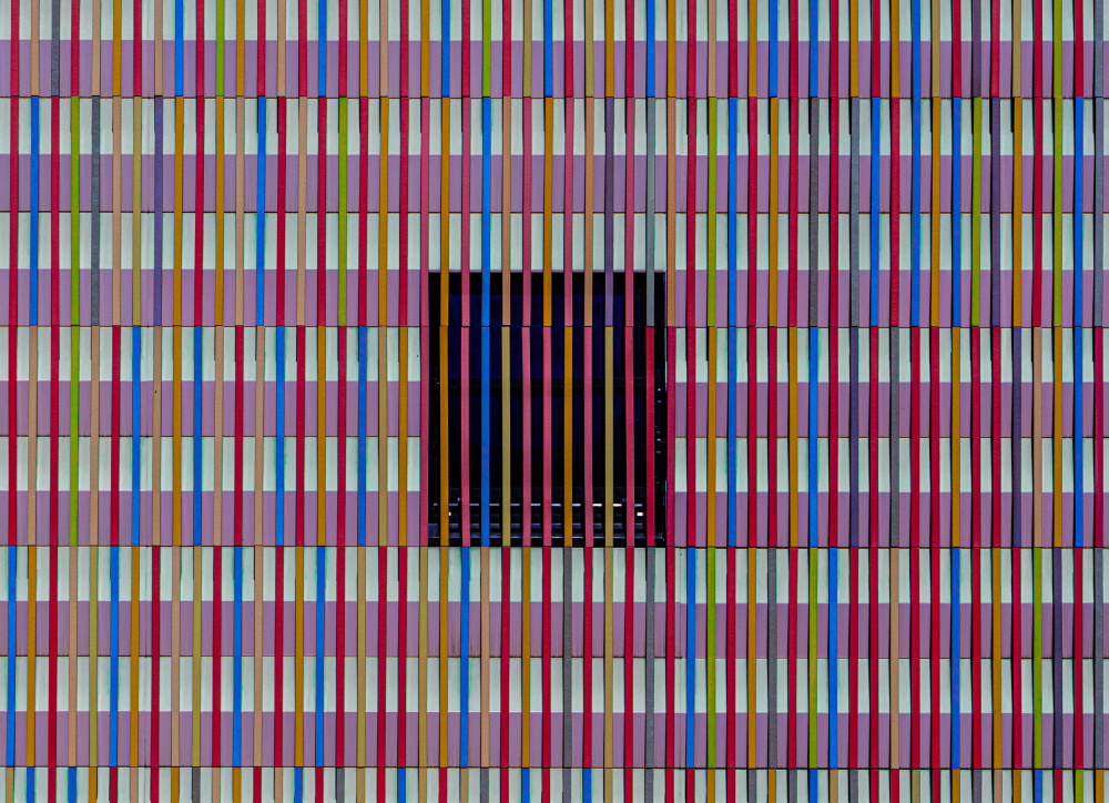 Vibrant Striped Facade by Holger Schmidtke — canvas wall art