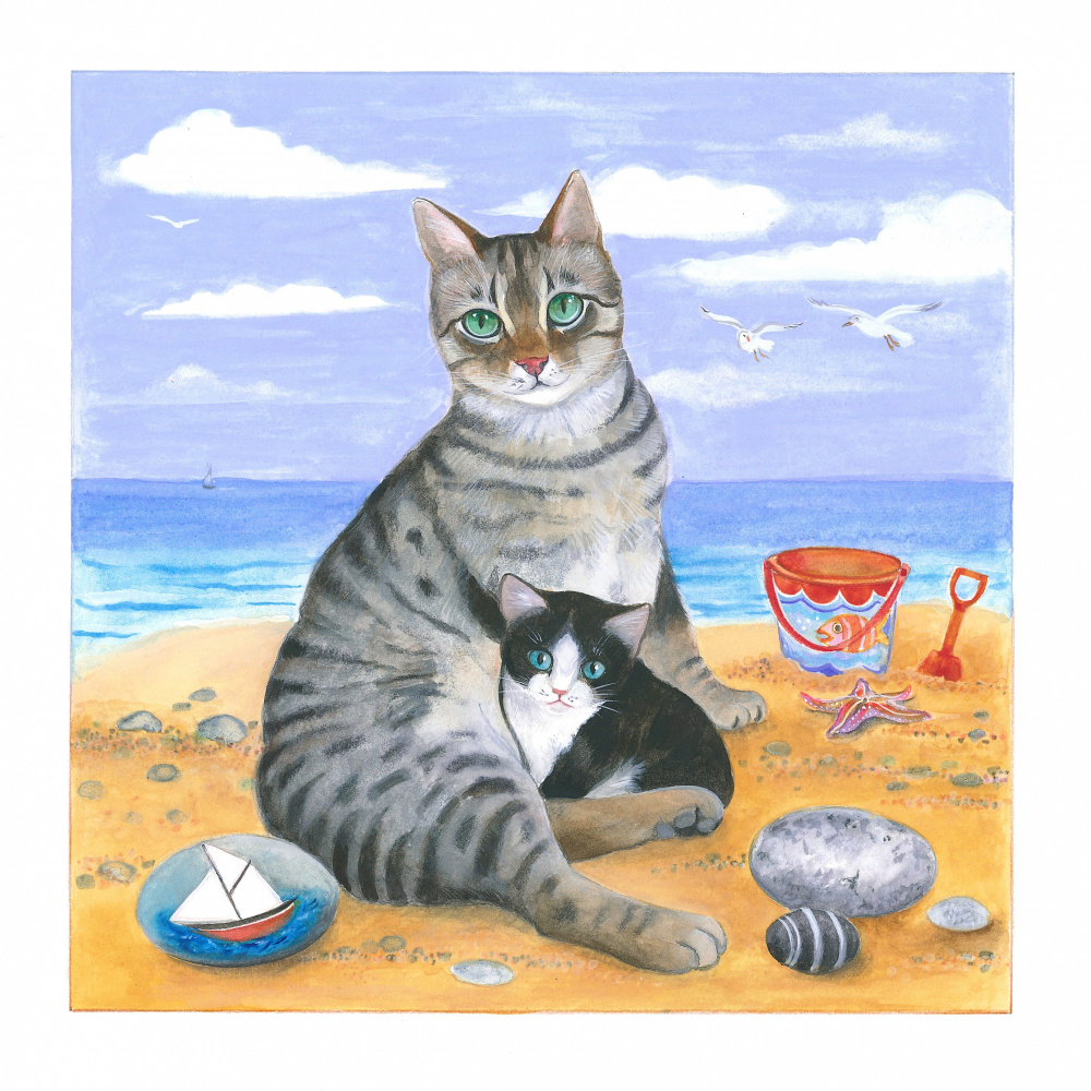 Summer Beach Cats by Isabelle Brent — canvas wall art