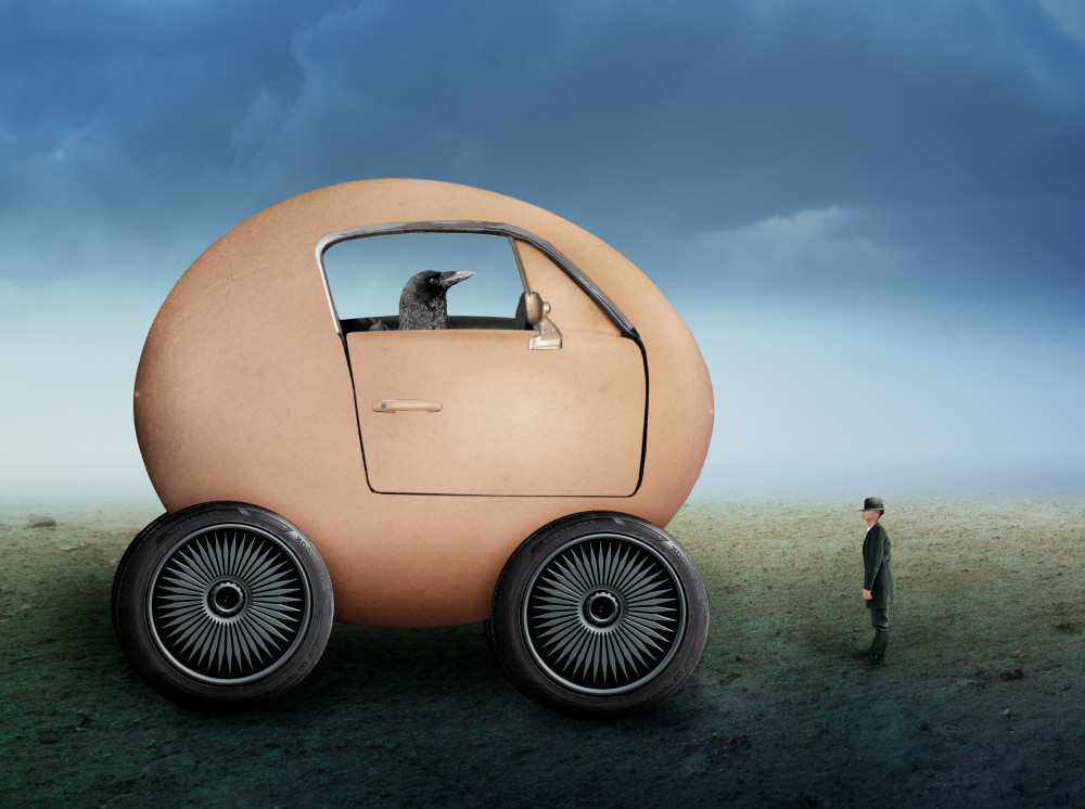 Crow's Egg Car Encounter by Biao  Huang — canvas wall art