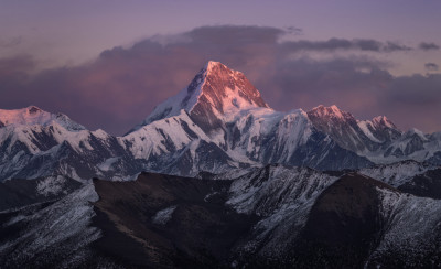 Mount Gongga In The Sunset by Zihong Hua