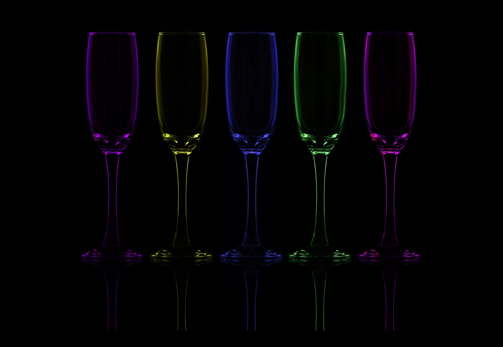 Vibrant Champagne Flutes by Howard Ashton-Jones — canvas wall art