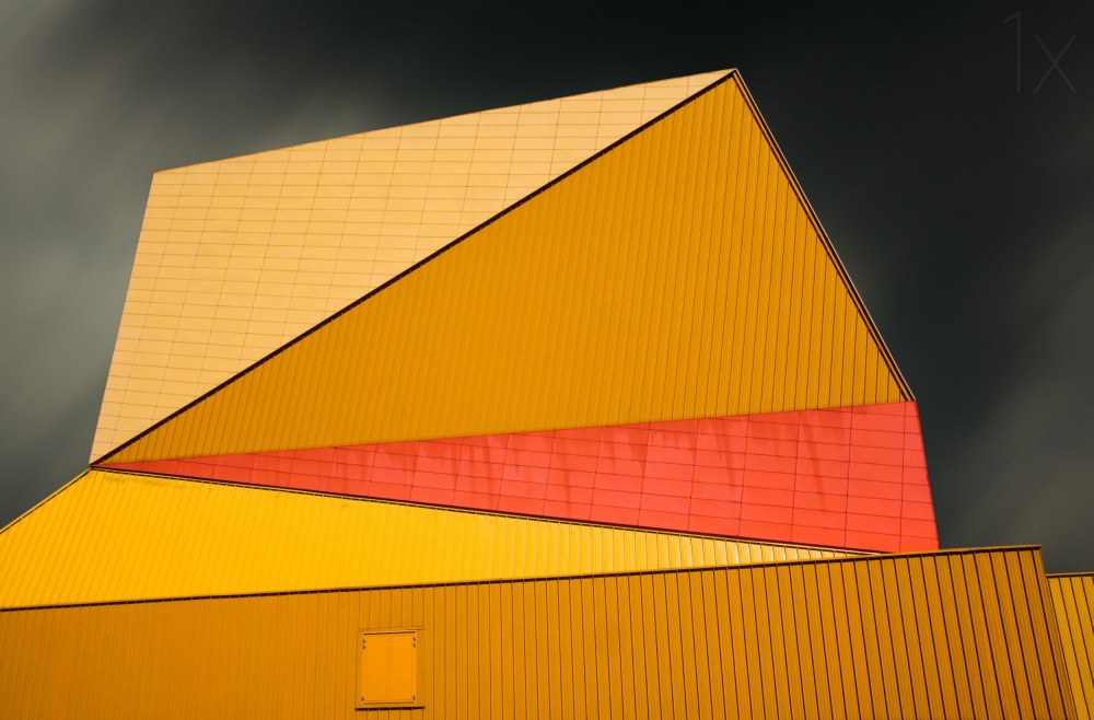 Orange Red Geometry by Gilbert Claes — canvas wall art