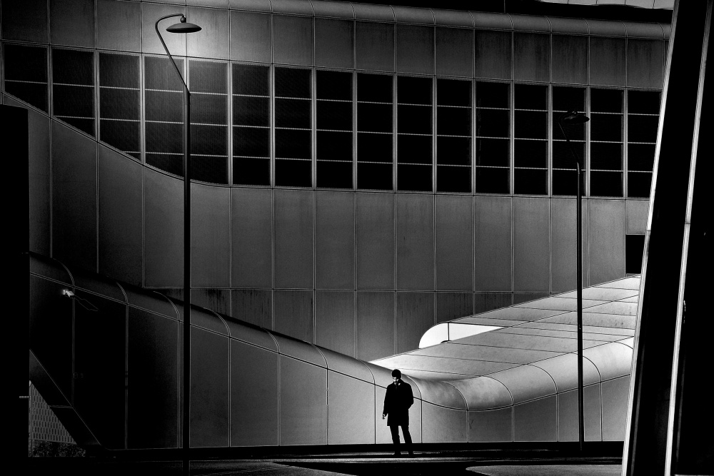 Solitary Man Modern City by Antonio Grambone — canvas wall art