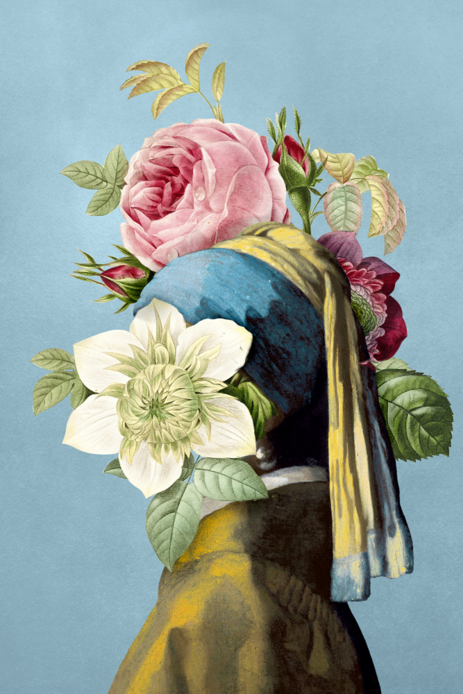 Girl With Floral Headscarf by Marja van den Hurk — canvas wall art