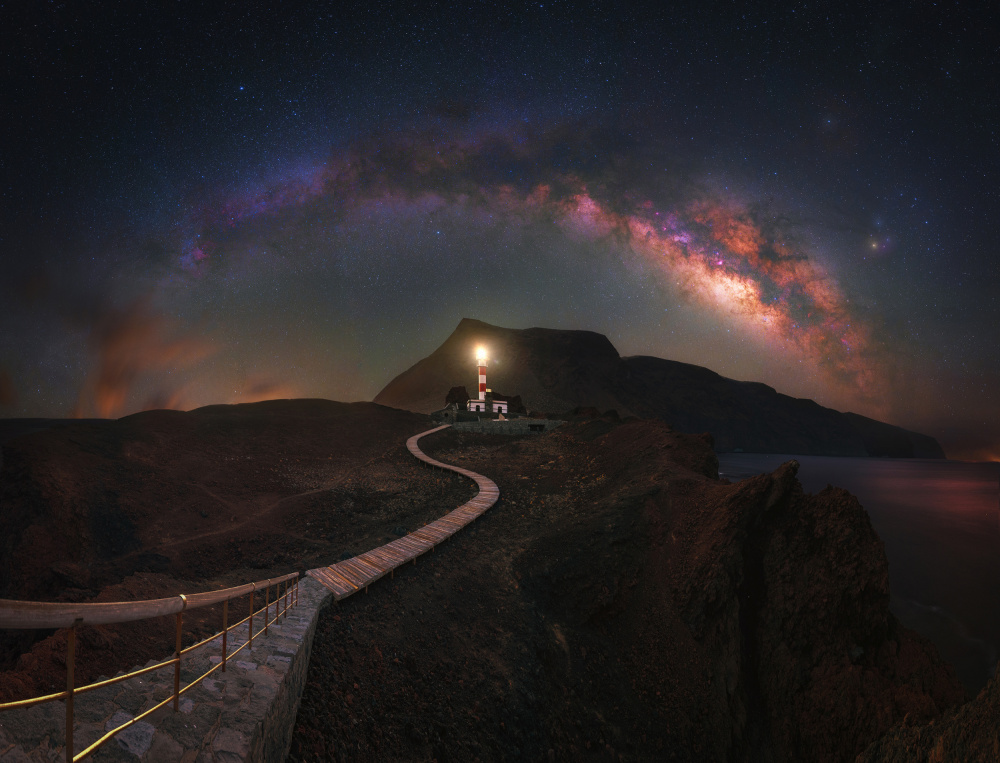 Milky Way Lighthouse Path by Anastasia — canvas wall art