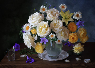 Still life with a bouquet of garden flowers by Tatyana Skorokhod
