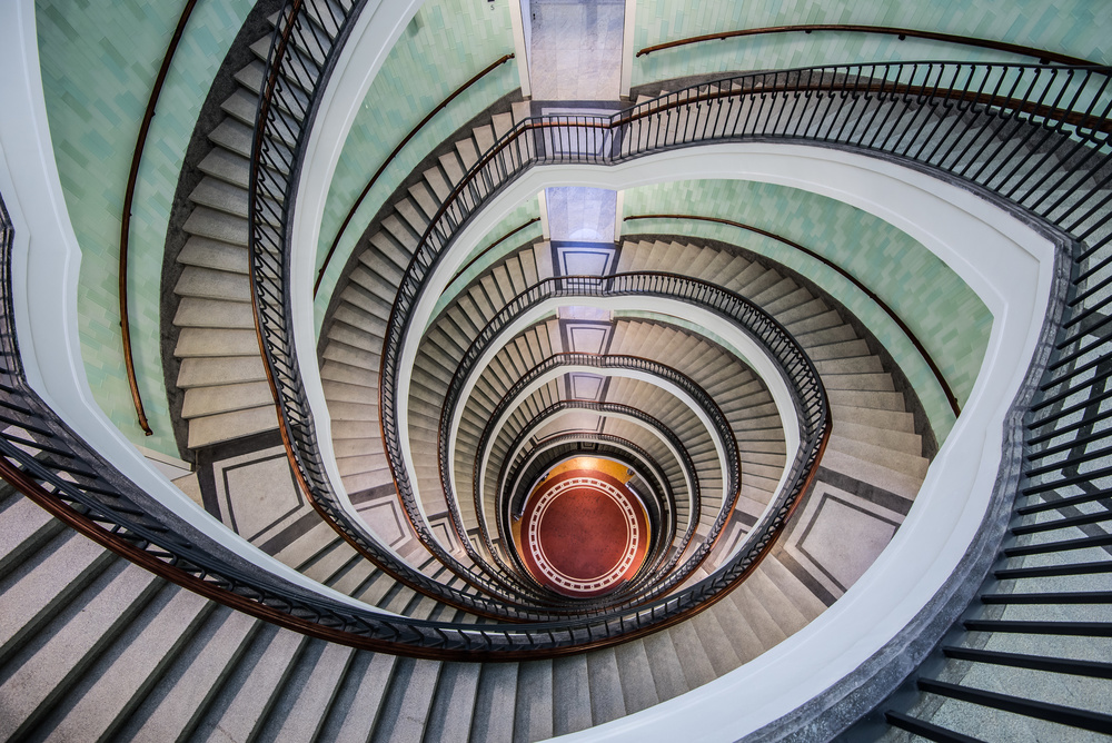 Geometric Spiral Stairs by Renata Łacina — canvas wall art