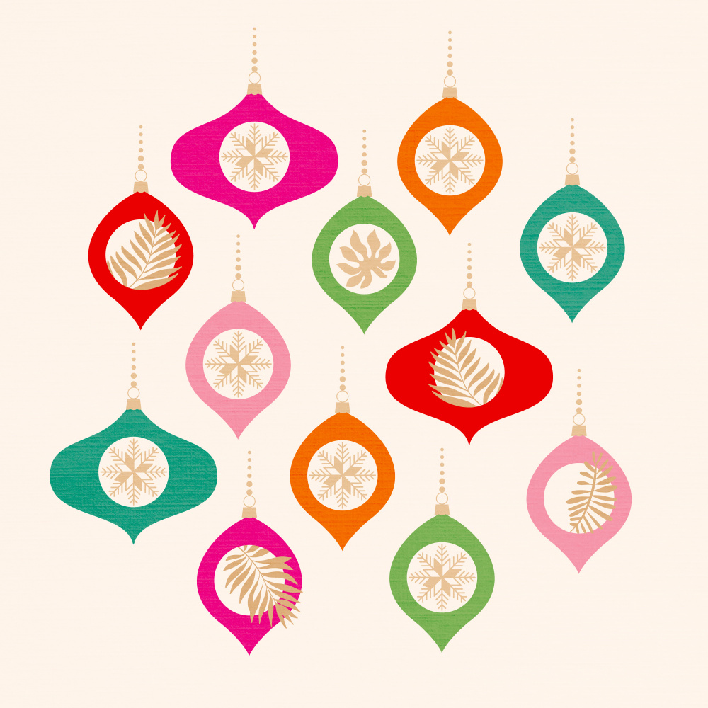Tropical Christmas Ornaments by Dominique Vari — canvas wall art