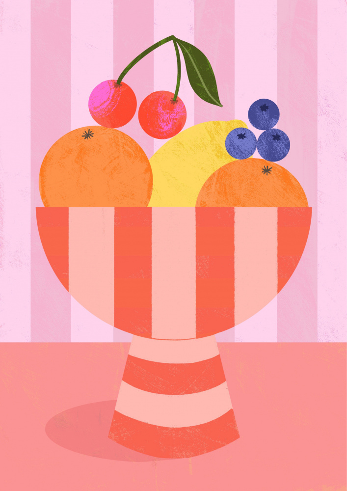 Fruit in Striped Bowl by Melissa Donne — canvas wall art
