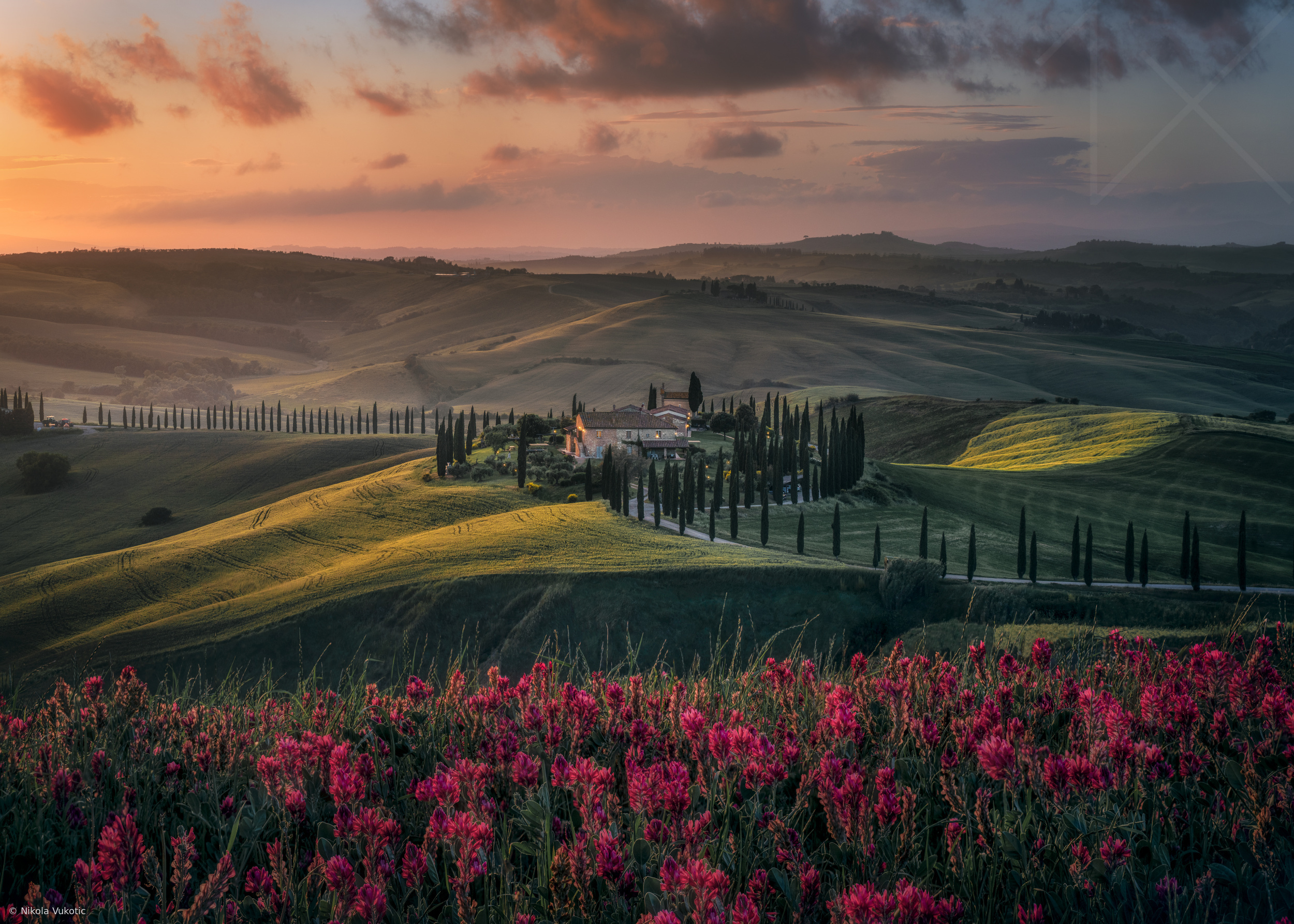 Toskana Agriturismo Baccoleno sunset