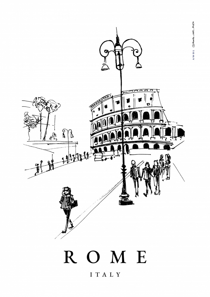 Historic Rome Drawing by Awol Art Alex — canvas wall art