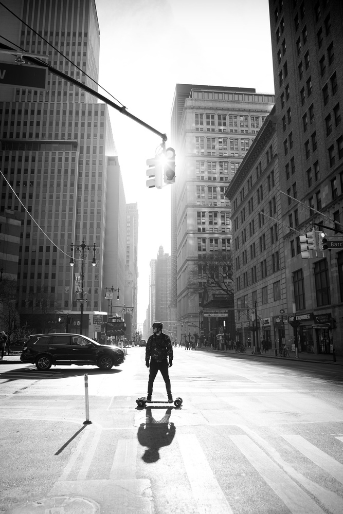 Skateboarder City Street by Martin Froyda — canvas wall art