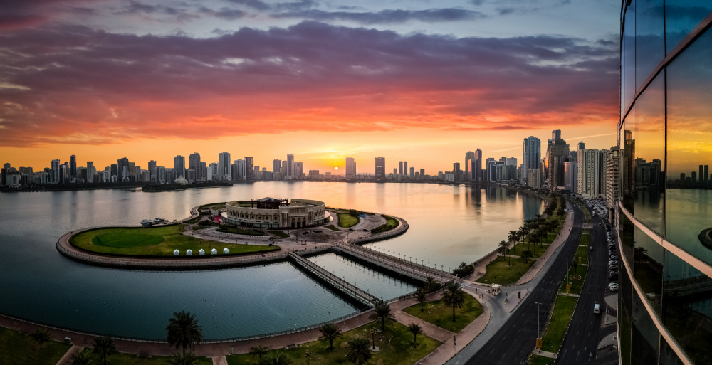 Colourful sunrise by Khalid Jamal — canvas wall art