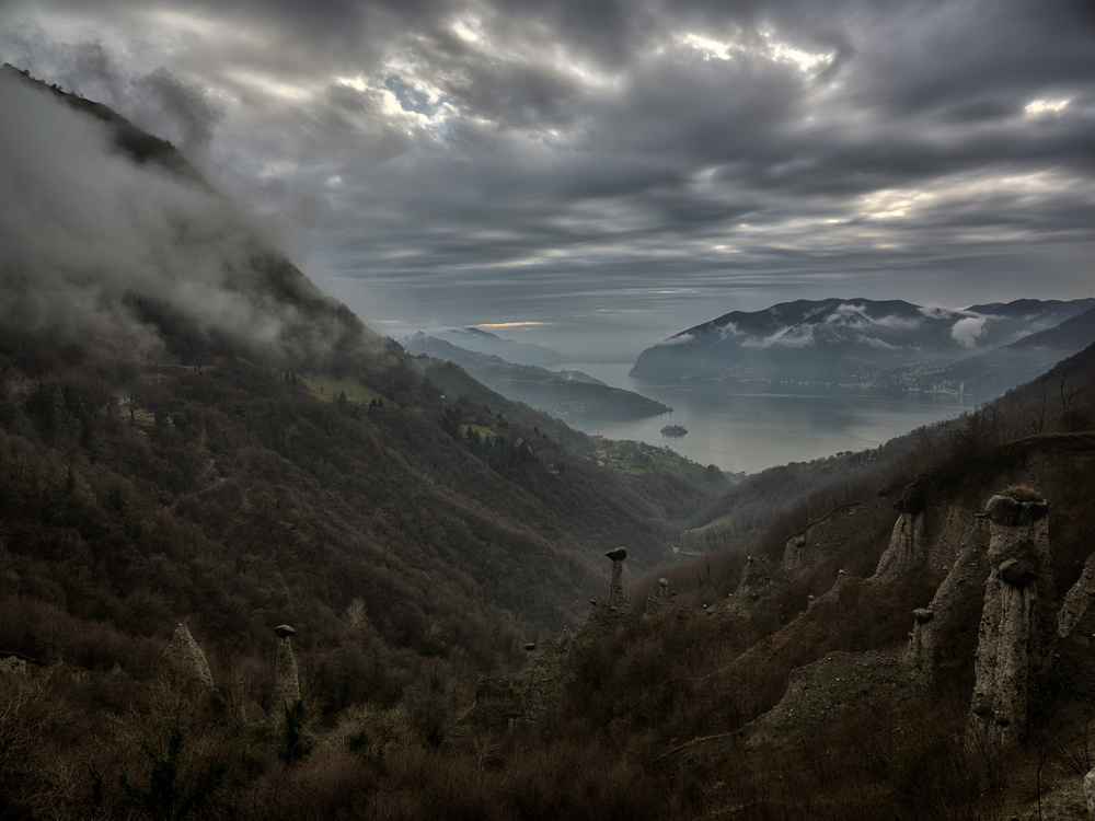 Misty Valley Pyramids by Stefano Scappazzoni — canvas wall art