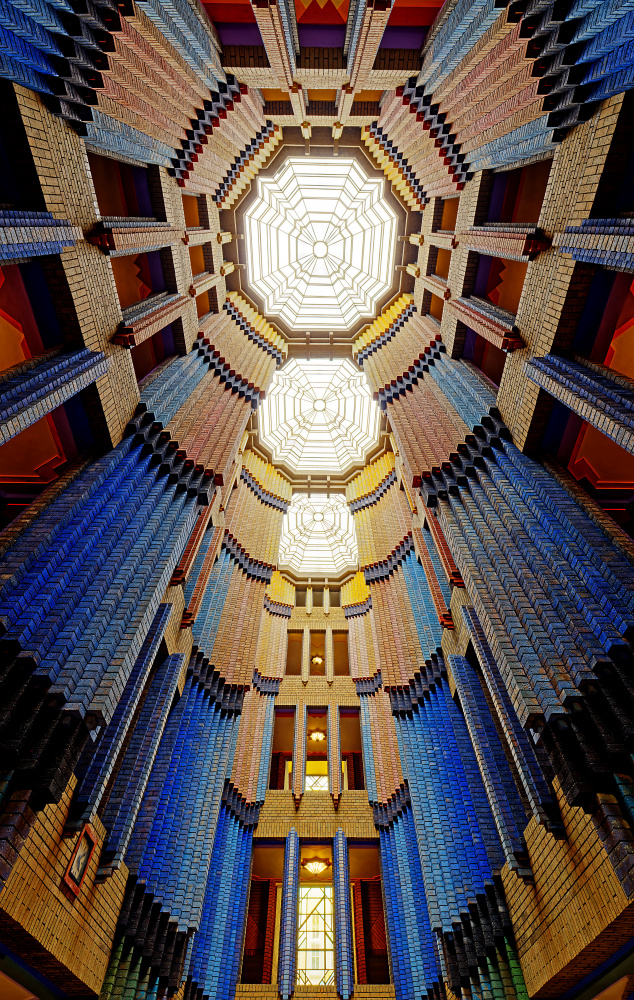 Vibrant Art Deco Atrium by Martin Fleckenstein — canvas wall art