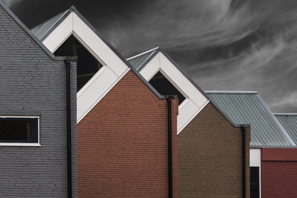 Modern Geometric Buildings by Theo Luycx — canvas wall art