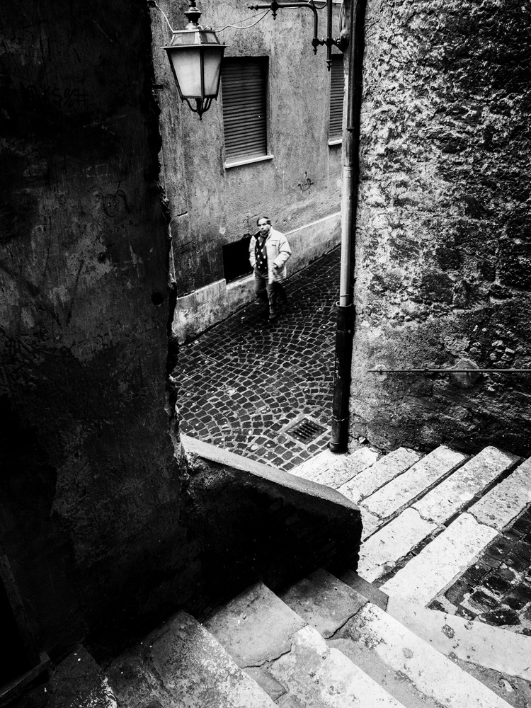 Solitary Man Old Alley by Riccardo Lucidi — canvas wall art