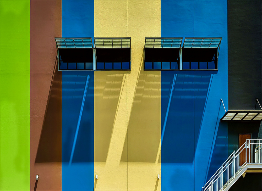 Vibrant Building Shadows by Arnon Orbach — canvas wall art