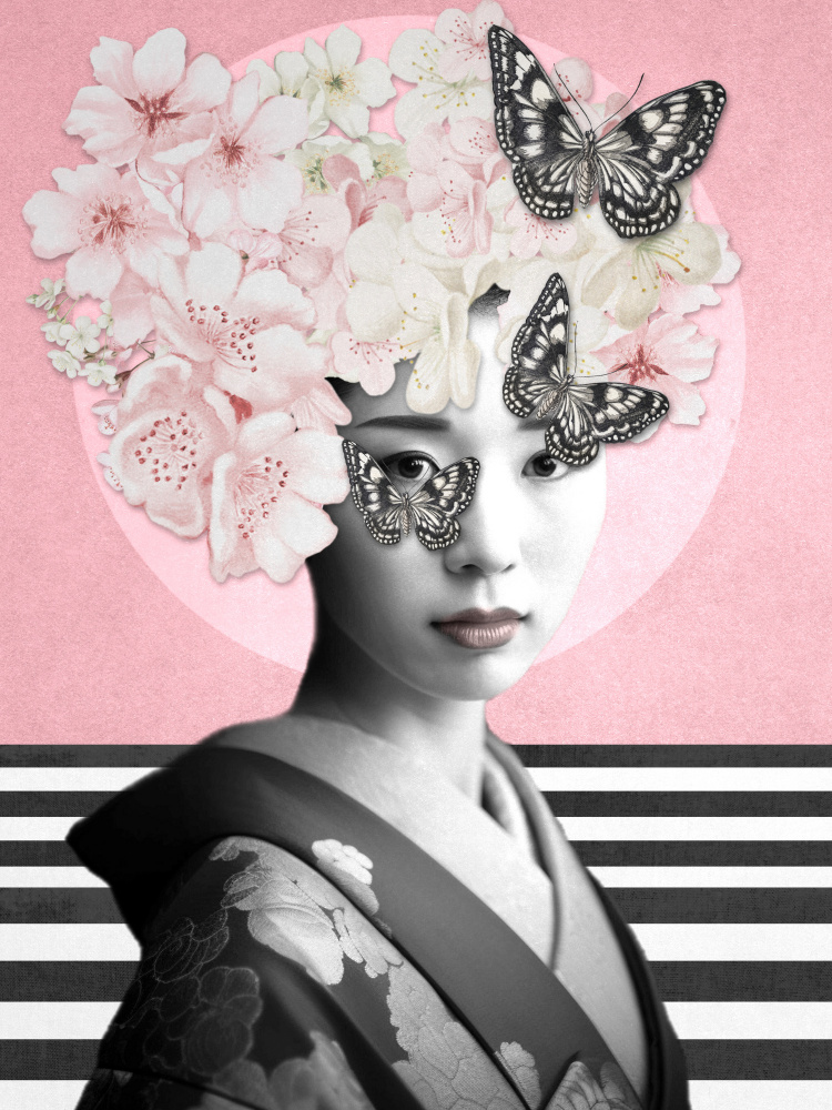 Blossom Butterfly Geisha by Marja van den Hurk — canvas wall art