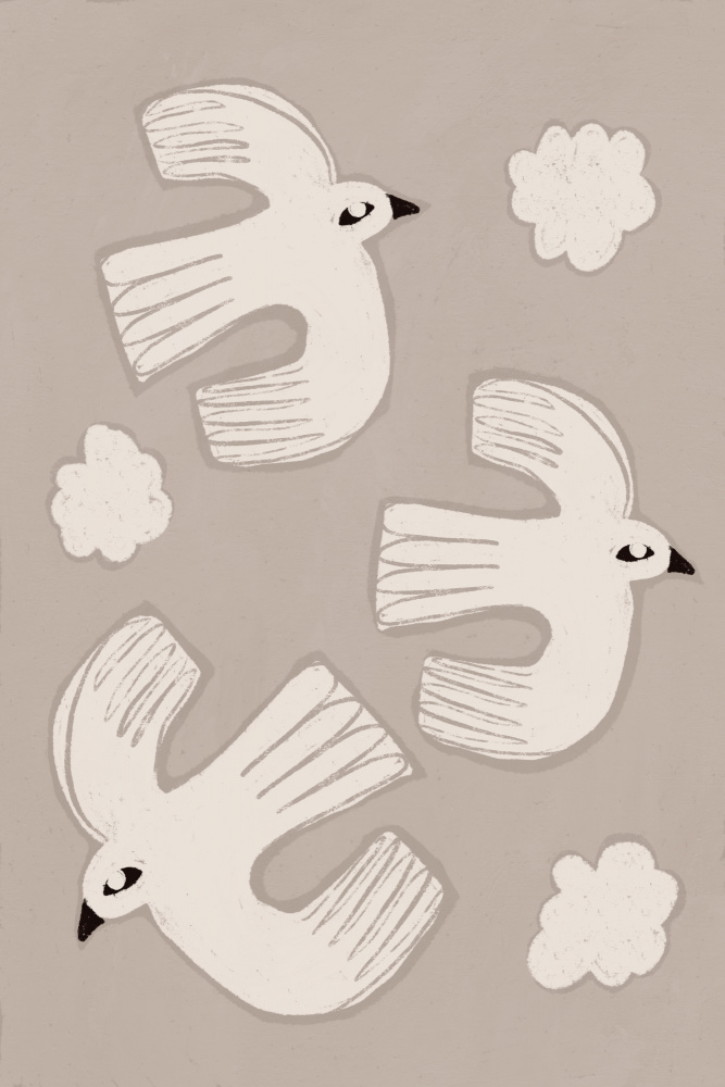 Peaceful White Birds Flying by Treechild — canvas wall art