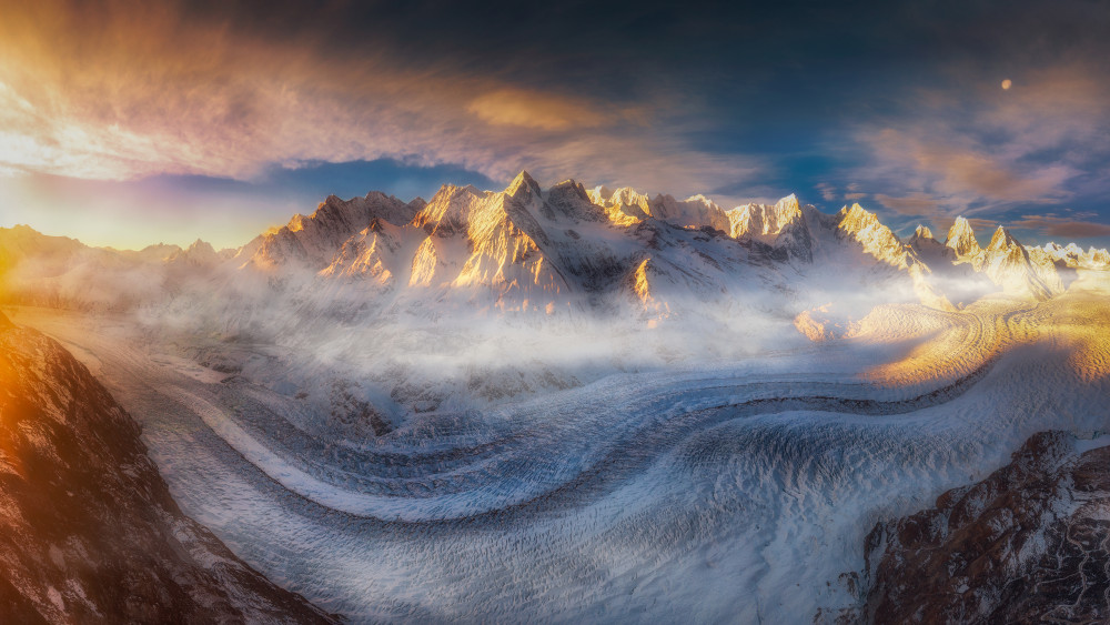 Golden Hour Glacier Peaks by Selions(陈磊) — canvas wall art