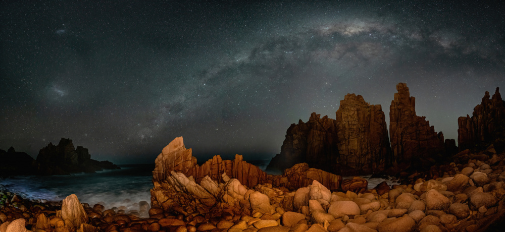 Milky Way Rocky Coast by Zhaonian Zhou — canvas wall art