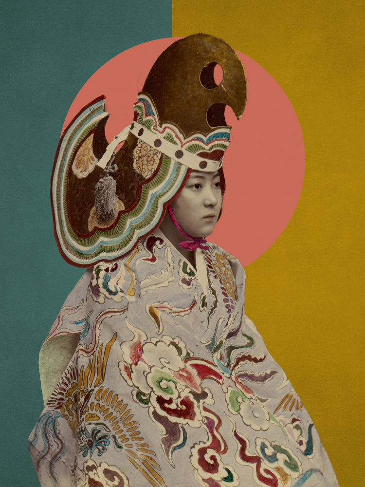 Vibrant Cultural Portrait by Marja van den Hurk — canvas wall art