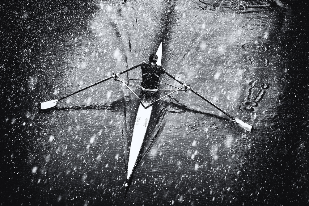 Snowy Rower by Jürgen Hartlieb — canvas wall art